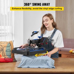 Lämpöprässi 38 x 38 cm lämmityslevy t-paidoille digitaalinen ajastin 360 asteen kääntyvä