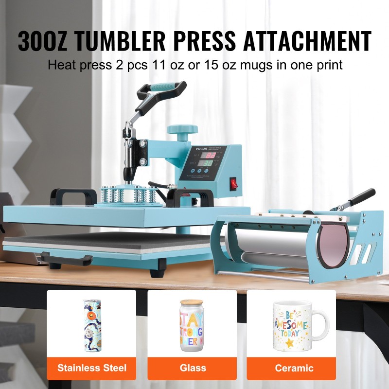 Lämpöprässi 15x15 tuumaa monitoiminen digitaalinen ohjaus 360 astetta kääntyvä varsi