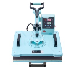 Lämpöprässi teräs alumiini 300 x 380 mm 8 osainen vaatteille ja mukeille vihreä