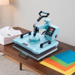 Lämpöprässi teräs alumiini 300 x 380 mm 8-osainen vaatteille ja mukeille vihreä