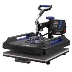 8-toimintoinen lämpöprässi lämpölevy 38 x 38 cm kaksipaikkainen mukiprässi musta sininen