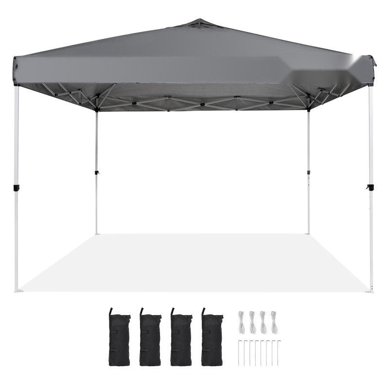 Pop up -katos 304,8 x 304,8 cm 250D PU hopeapinnoitettu tummanharmaa hiiliteräsrunko