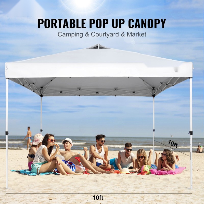 Pikapystytettävä juhlateltta 250D PU-kate hiiliteräsrunko 304,8 x 304,8 cm valkoinen kuljetuslaukku