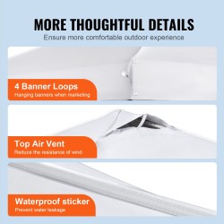 Pikapystytettävä juhlateltta 250D PU-kate hiiliteräsrunko 304,8 x 304,8 cm valkoinen kuljetuslaukku