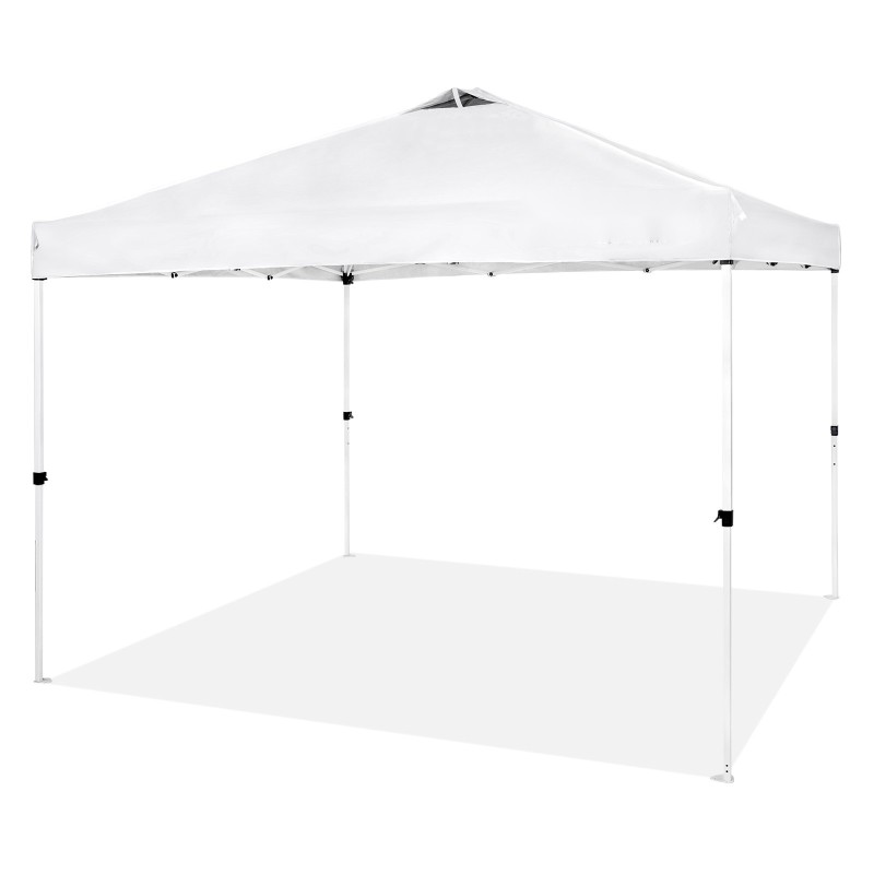Pikapystytettävä juhlateltta 250D PU-kate hiiliteräsrunko 304,8 x 304,8 cm valkoinen kuljetuslaukku