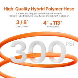 Sisäänkelautuva paineilmaletkukela 3/8-tuuma 15,24 m hybridi-polymeeriletku 300 PSI polypropeenikotelo