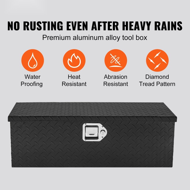 Alumiiniseoksinen työkalulaatikko timanttikuvioitu lukollinen kansi 2 avainta 64 l musta