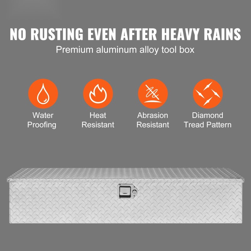 Alumiininen raskaan käytön työkalulaatikko timanttikuvioitu pinta lukittava kahdella avaimella 1219x381x381 mm