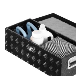 Työkalulaatikko alumiininen 762x330x244 mm musta sivukahvalla lukittava lavalle perävaunuun