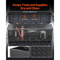 Työkalulaatikko alumiinista timanttikuvioitu lukolla ja sivukahvoilla 1244x381x381 mm musta