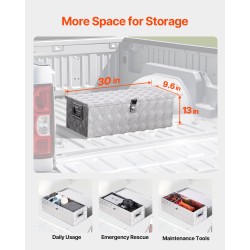 Työkalulaatikko alumiininen 30×13×9,6 tuumaa lukolla sivukahvoilla hopea