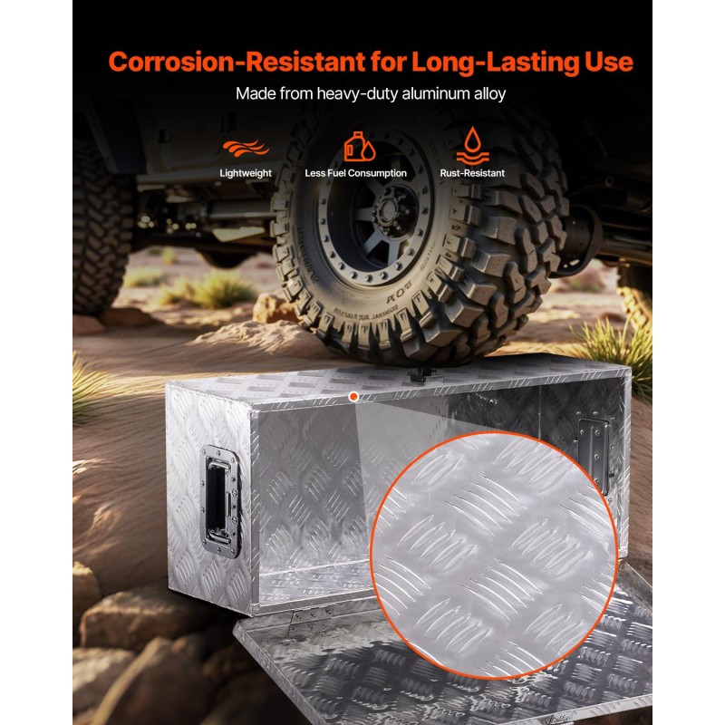 Työkalulaatikko alumiininen 30×13×9,6 tuumaa lukolla sivukahvoilla hopea