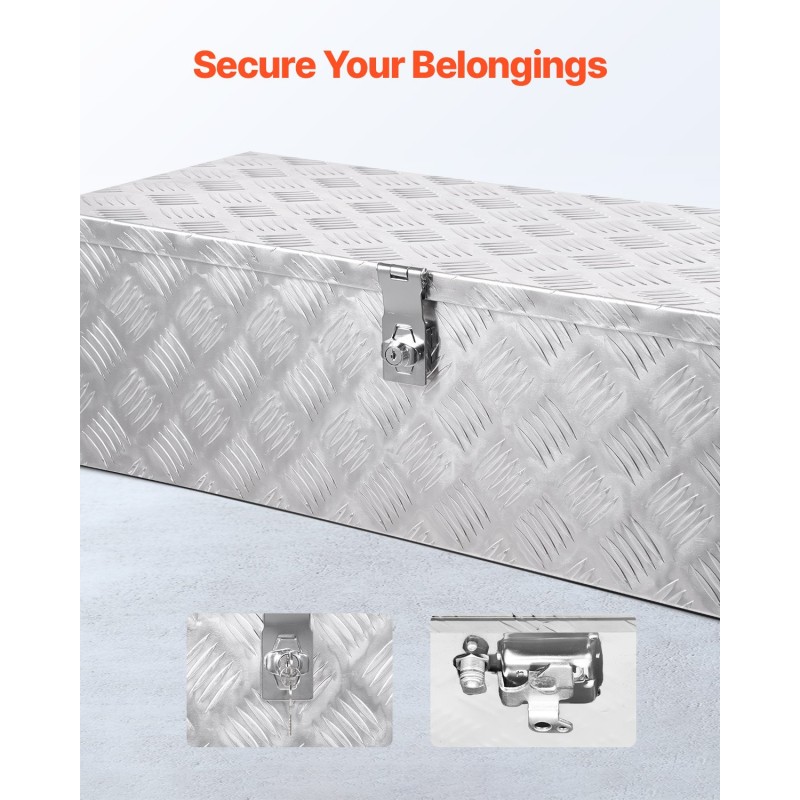 Työkalulaatikko alumiininen 30×13×9,6 tuumaa lukolla sivukahvoilla hopea