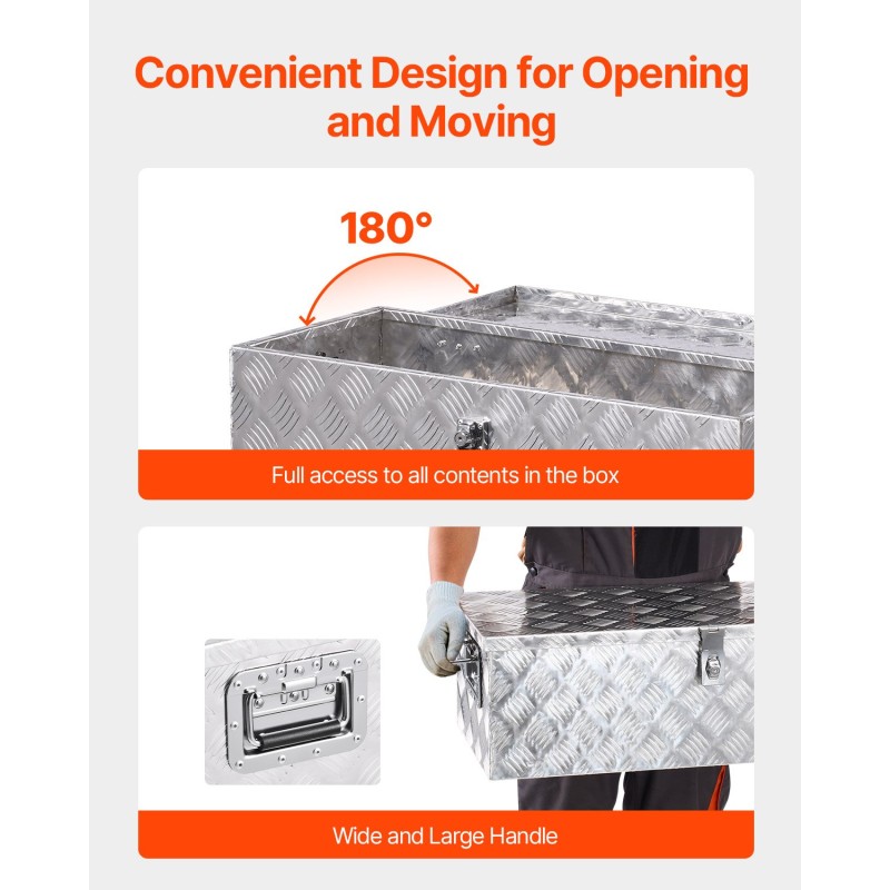 Työkalulaatikko alumiininen 30×13×9,6 tuumaa lukolla sivukahvoilla hopea