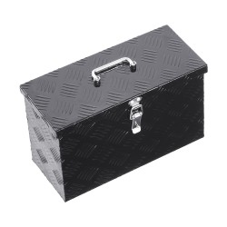 Alumiininen työkalulaatikko 406 x 190 x 254 mm musta sivukahvalla ja yläkahvalla