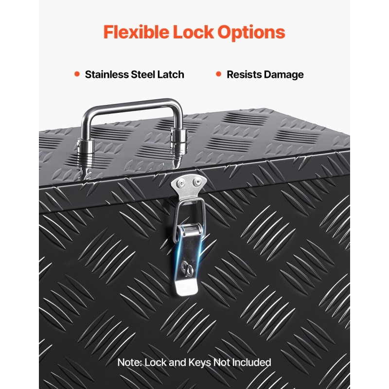 Alumiininen työkalulaatikko 406 x 190 x 254 mm musta sivukahvalla ja yläkahvalla