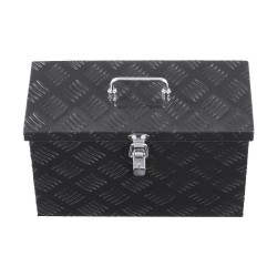 Alumiininen työkalulaatikko 406 x 190 x 254 mm musta sivukahvalla ja yläkahvalla