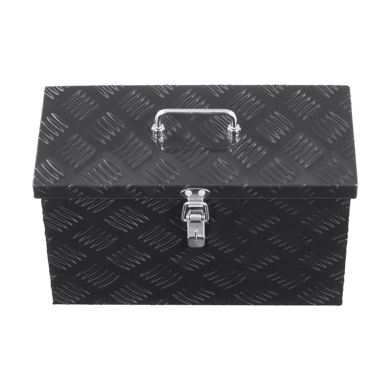 Alumiininen työkalulaatikko 406 x 190 x 254 mm musta sivukahvalla ja yläkahvalla