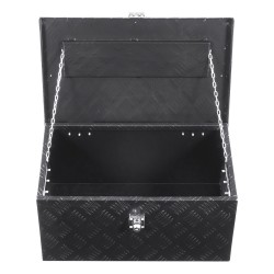 Alumiininen työkalulaatikko ajoneuvon lavalle 508x305x241 mm musta lukolla ja sivukahvalla