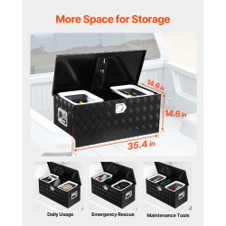 Työkalulaatikko alumiiniseoksesta musta 899 x 370 x 370 mm lukollinen liukuva hylly