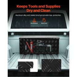 Työkalulaatikko alumiiniseoksesta musta 899 x 370 x 370 mm lukollinen liukuva hylly