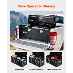 Alumiininen raidallinen työkalulaatikko lava-autoon 1219×495×445 mm lukolla sivukahvalla musta