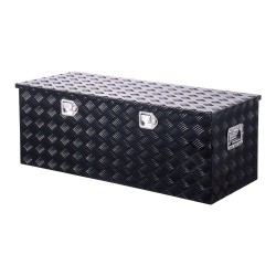 Alumiininen raidallinen työkalulaatikko lava-autoon 1219×495×445 mm lukolla sivukahvalla musta