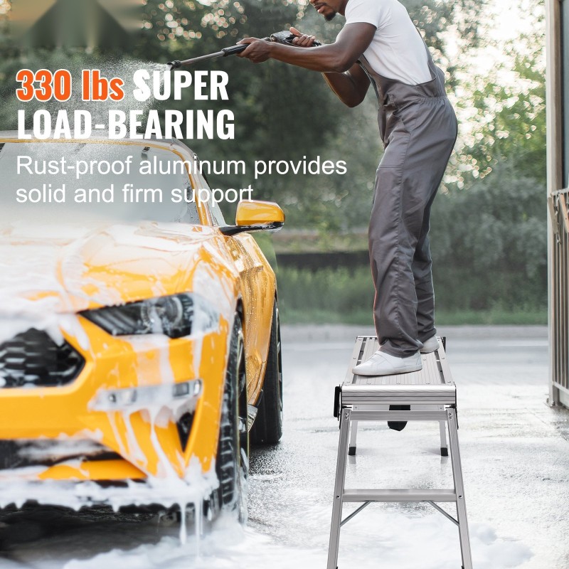 Taitettava alumiininen työalusta 150 kg kantavuus 50,8 cm korkeus luistamaton pinta