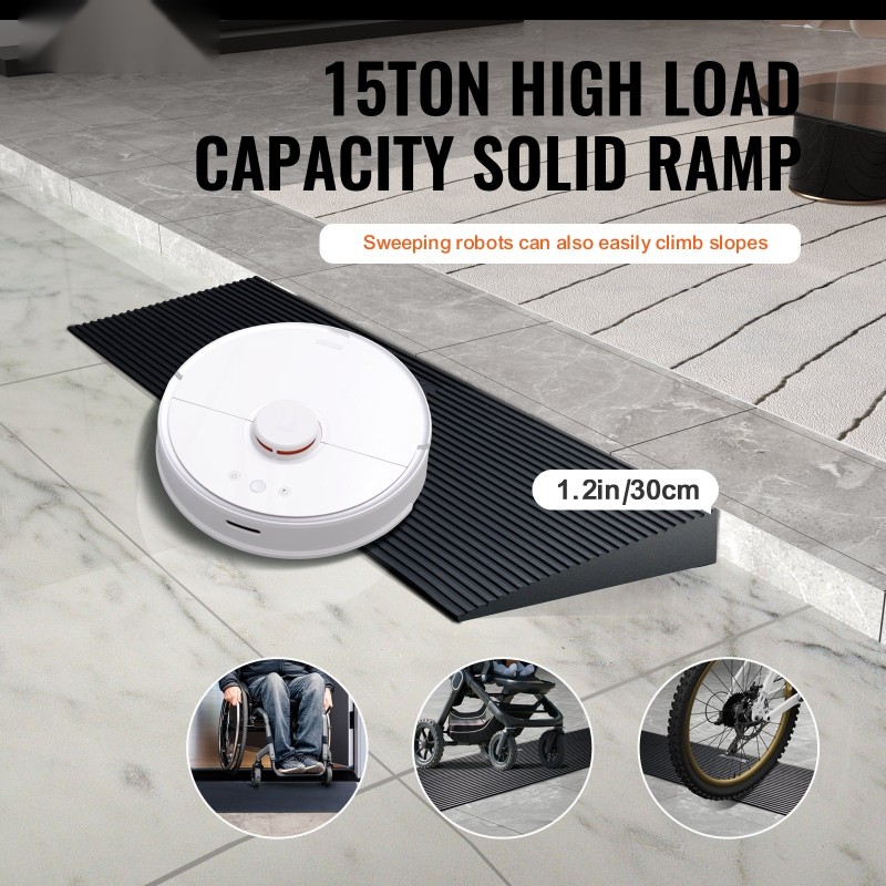 Leikattava täyskuminen kynnysluiska yhdeksänkymmentä senttimetriä pitkä kolme senttimetriä korkea luistamaton