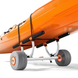 Kajakkikärry alumiiniseosrunko 158 8 kg kantavuus 30 5 cm puhallettavat polyuretaanirenkaat kaksi sidontaliinaa