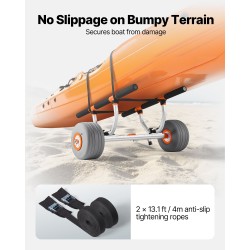 Kajakkikärry alumiiniseosrunko 158,8 kg kantavuus 30,5 cm puhallettavat polyuretaanirenkaat kaksi sidontaliinaa