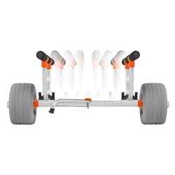 Kajakkikärry alumiiniseosrunko 158,8 kg kantavuus 30,5 cm puhallettavat polyuretaanirenkaat kaksi sidontaliinaa