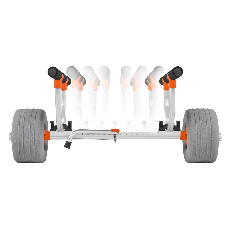 Kajakkikärry alumiiniseosrunko 158,8 kg kantavuus 30,5 cm puhallettavat polyuretaanirenkaat kaksi sidontaliinaa