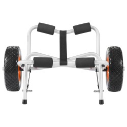 Kajakkikärry alumiinirunkoinen taittuva 113,4 kg kantavuudella 25,4 cm täyskumarenkailla ja räikkäkiristyshihnalla