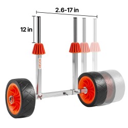 Kajakki ja SUP-kärry 304-ruostumaton teräsrunko 113,4 kg kantavuus 19,1 cm täyskumirenkaat