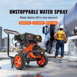 Korkeapainepesuri bensiinimoottorinen 390cc 4400 PSI 4.0 GPM kuparipumppu 5 suutinta