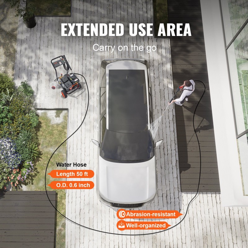 Korkeapainepesuri bensiinimoottorinen 390cc 4400 PSI 4.0 GPM kuparipumppu 5 suutinta