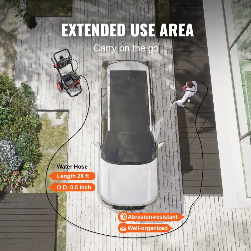 Korkeapainepesuri bensiinikäyttöinen 3600 PSI 2,6 GPM kuparipumppu 210cc 5 suutinta