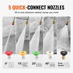 Bensiinikäyttöinen korkeapainepesuri 3950 psi 10 l/min 10 m letku 5 suutinta