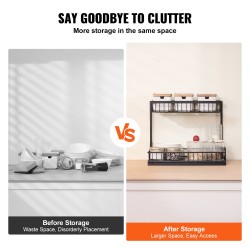 Kaksitasoinen ulosvedettävä teräksinen kaapinjärjestäjä 270×360×280 mm mattapintainen