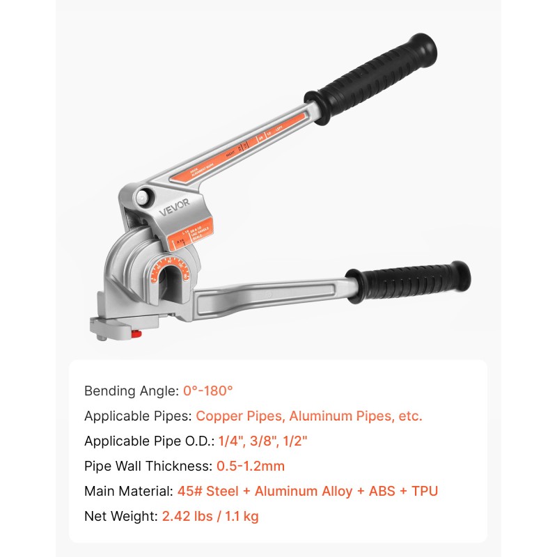 Manuaalinen putkentaivutin 6,35 9,5 12,7 millimetriä kupari- ja alumiiniputkille 180 asteen