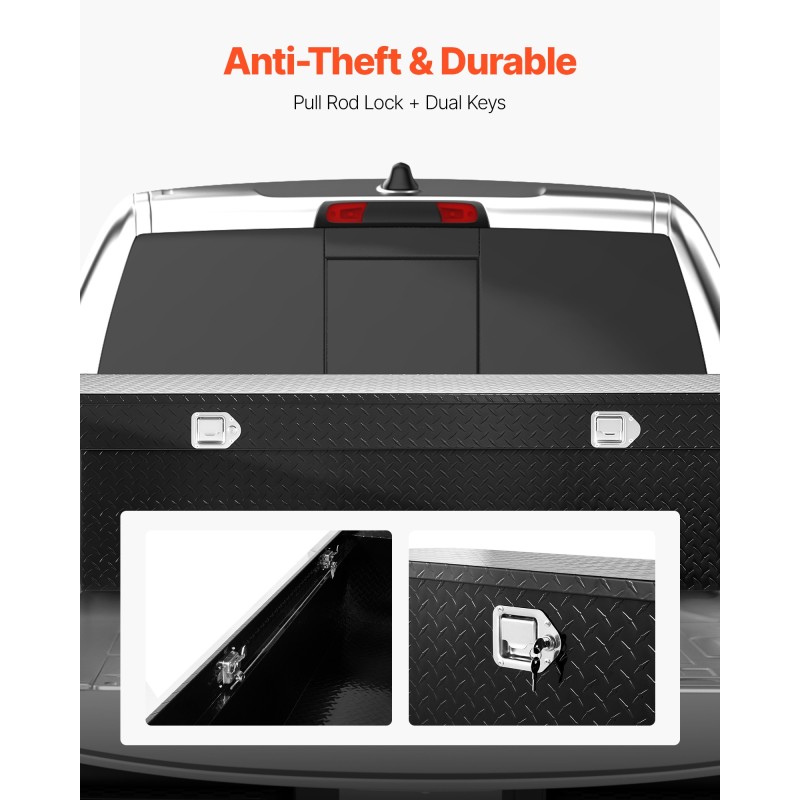 Poikittainen työkalulaatikko alumiiniseosta 1770×501×465 mm musta lukolla sivukahvoilla