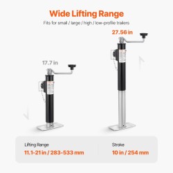 Perävaunun nokkatunkki hiiliteräs ruosteenestopinnoite 907 kg nostokorkeus 283–533 mm kampikahva