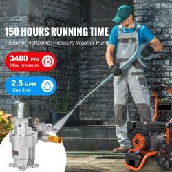 Vaakasuora painepesuripumppu 3/4-tuumaisella akselilla maksimipaine 3400 PSI 2,5 GPM bensiinikäyttöön