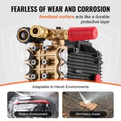 Painepesuripumppu kolmikertamäntäinen vaakasuuntainen 25,4 mm akseli 296 bar 16,6 l/min