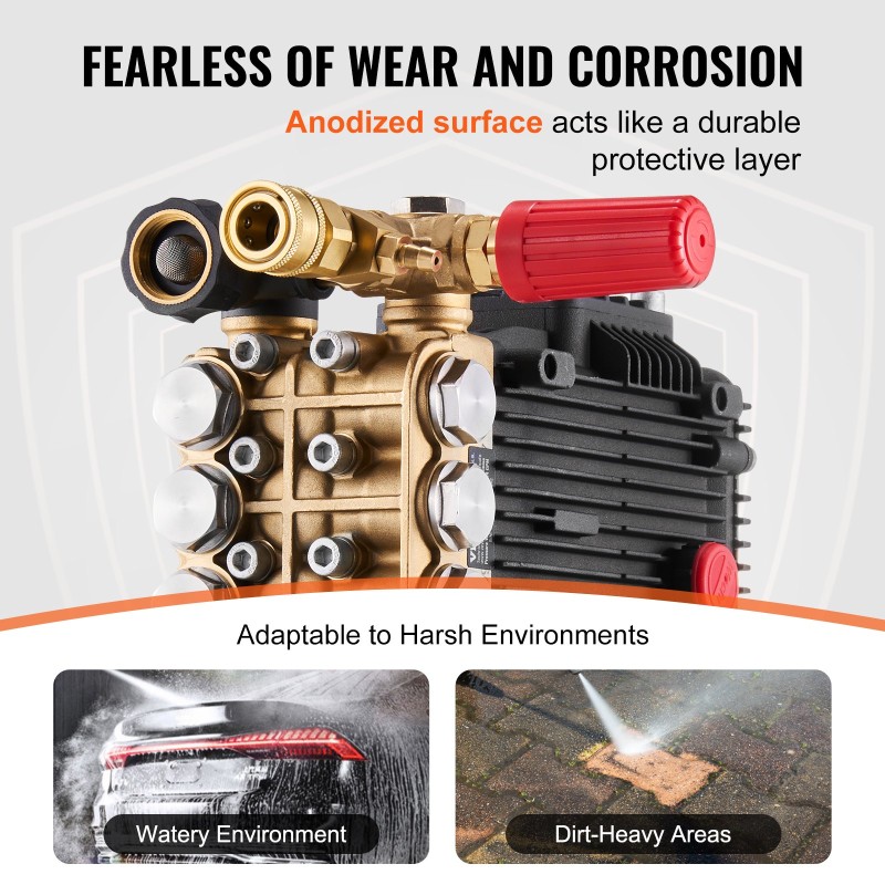 Painepesuripumppu kolmikertamäntäinen vaakasuuntainen 25,4 mm akseli 296 bar 16,6 l/min