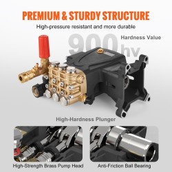 Painepesurin pumppu 1-tuumainen akseli vaakamallinen kolmimäntäpumppu 2500–4400 PSI 4 GPM