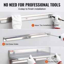 Seinähylly 430-ruostumatonta terästä 21,8 cm 76,2 cm 20 kg kantavuus taustalevy