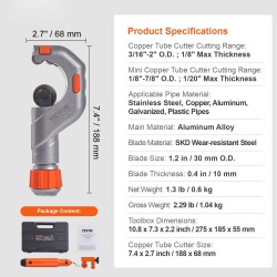 Putkileikkaussarja 3 osaa alumiiniseos SKD-kovaterällä 3/16–2 ja 1/8–7/8 tuumaa jäysteenpoistotyökalulla