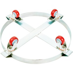 Tynnyrivaunu sinkitty hiiliteräs 250 l 454 kg maksimikuorma neljä kääntyvää pyörää jarruilla